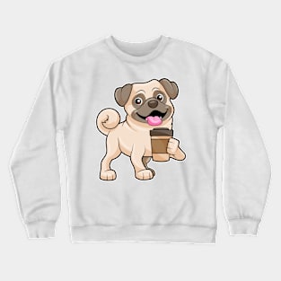 Pug with Coffee to go Crewneck Sweatshirt